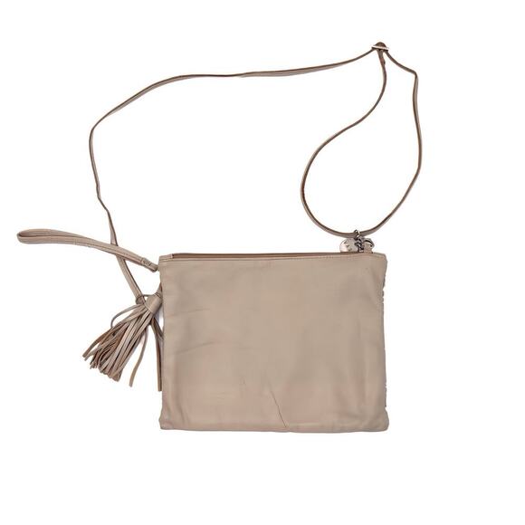 VASH Genuine Cowhide Leather Western Cream Clutch Crossbody Bag w/ Silver Detail - Picture 4 of 11